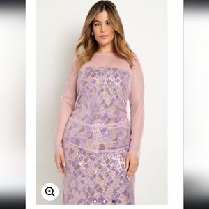 Eloquii, purple and gold, sequin dress with light purple mesh overlay. Size 24